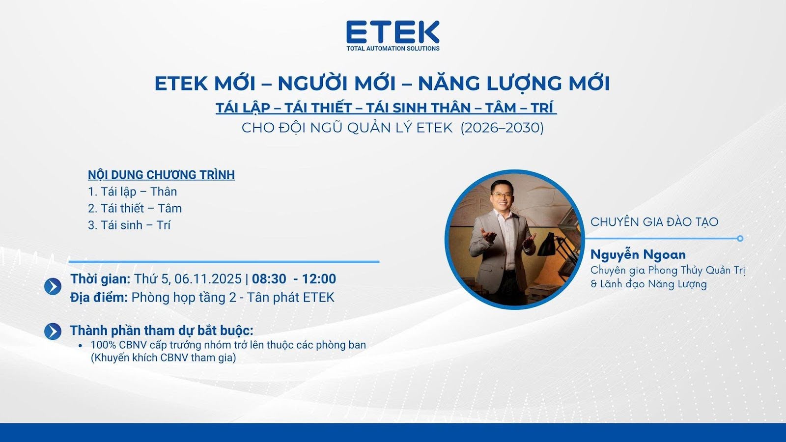 Khóa Học ETEK Đào Tạo Quản Lý Cấp Trung - Chuyên gia Nguyễn Ngoan