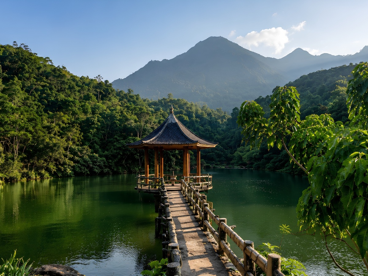 Toàn cảnh núi Ba Vì nhìn từ đồng bằng Bắc Bộ trong sương sớm