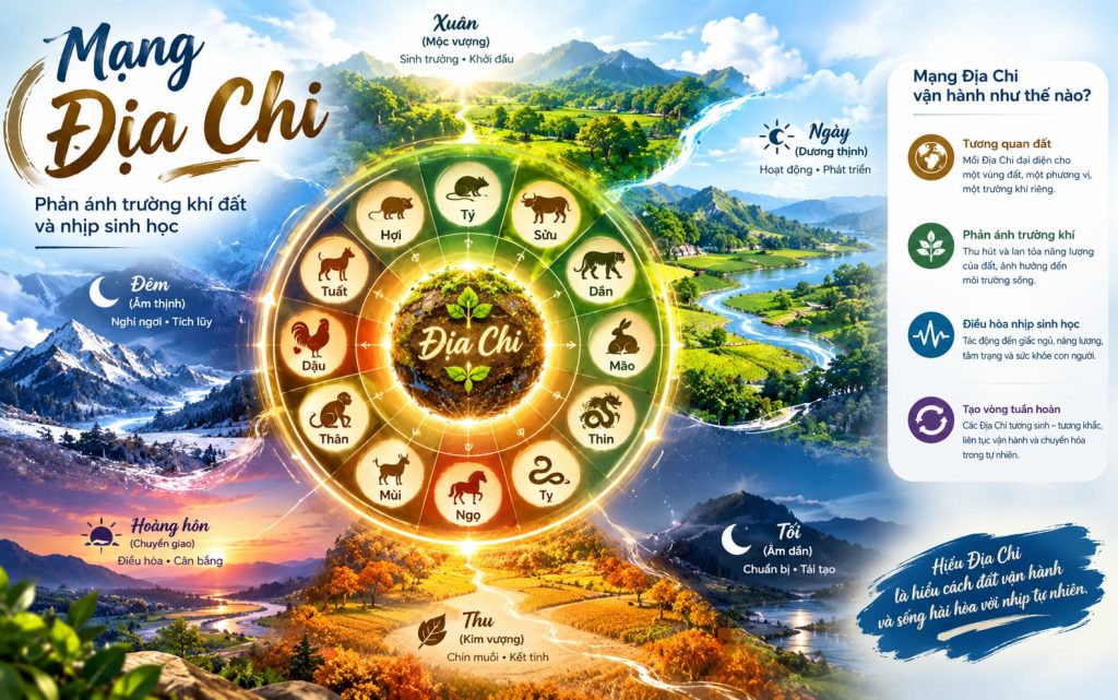 MẠNG ĐỊA CHI LÀ GÌ? BẢN CHẤT 12 ĐỊA CHI, NGŨ HÀNH VÀ ỨNG DỤNG QUẢN TRỊ MỐI QUAN HỆ